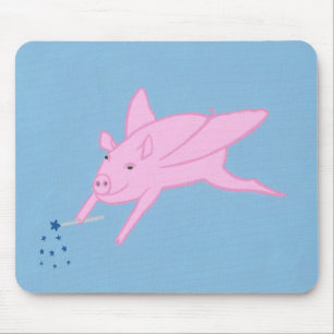 Alfombrilla De Ratón Cerdo volador rosa haciendo almohadillas de ratón 