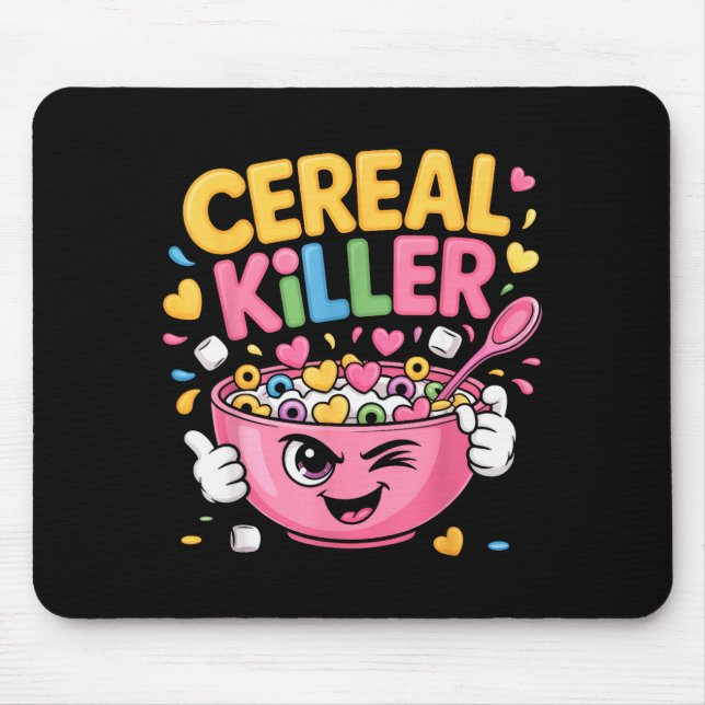 Alfombrilla De Ratón Cereal Killer Cartoon Bowl Funny Breakfast  (Frente)