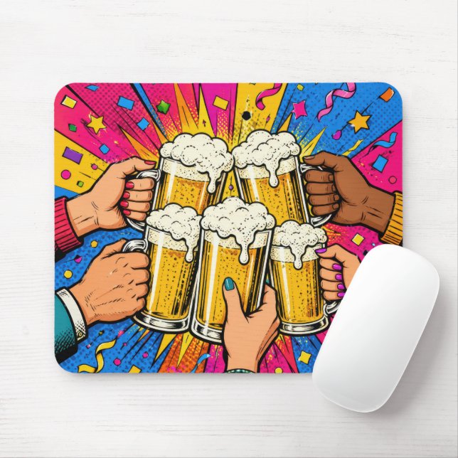 Alfombrilla De Ratón Cerveza Aclamaciones Arte Pop (Con ratón)