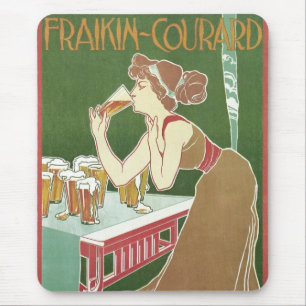 Alfombrilla De Ratón Cerveza Brasserie Fraikin-Courard Art Nouveau Vint