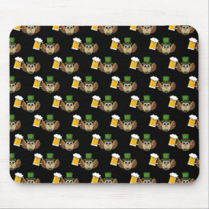 Alfombrilla De Ratón Cerveza de bebida de búho lindo patrón del día de 