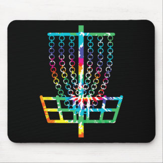 Alfombrilla De Ratón Cesto de Disc Golf Retro Hippie Tie Dye Arcoíris D