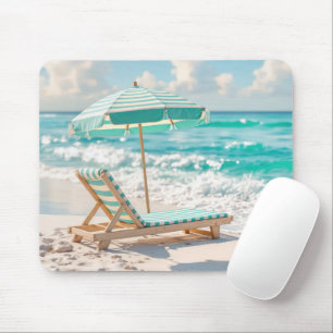 Alfombrilla De Ratón Chaise Lounge On White Ocean Sand