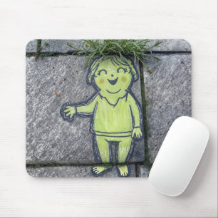 Alfombrilla De Ratón Chalk Doodle Street Art of Happy Woman