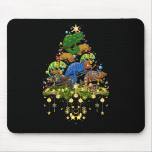 Alfombrilla De Ratón Chameleons Árbol de Navidad iluminan Chameleon de