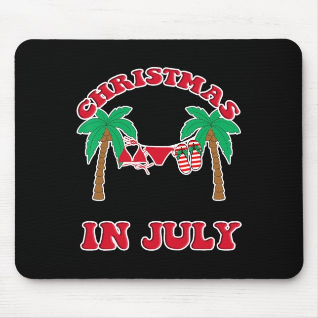 Alfombrilla De Ratón Chanclas De Navidad En Julio Bikini Palma  (Frente)