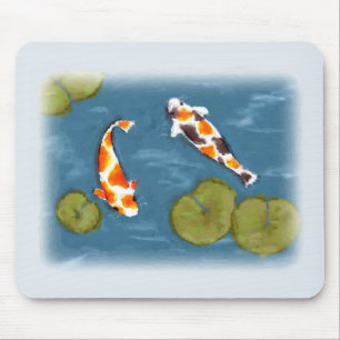 Alfombrilla De Ratón Charca Mousepad de Koi de la acuarela