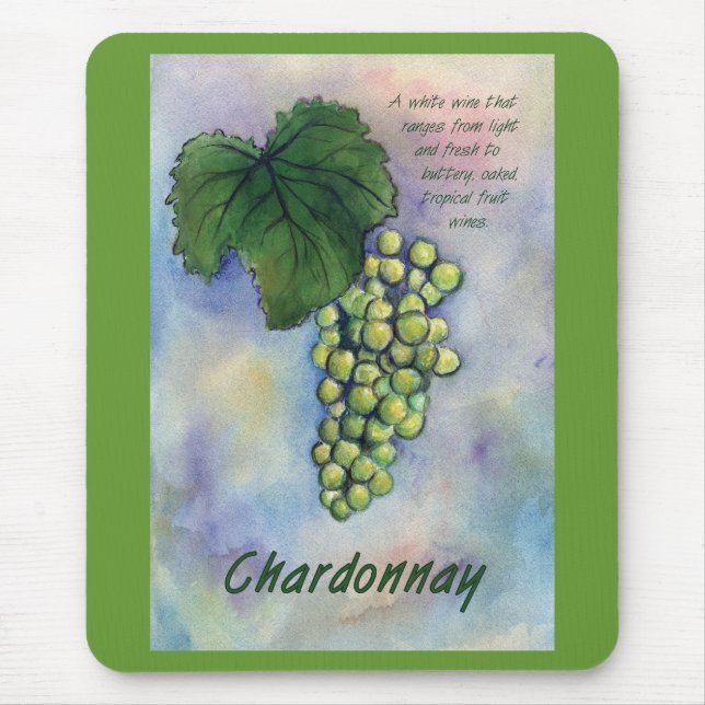 Alfombrilla De Ratón Chardonnay Wine Grapes & Description Mousepad (Frente)
