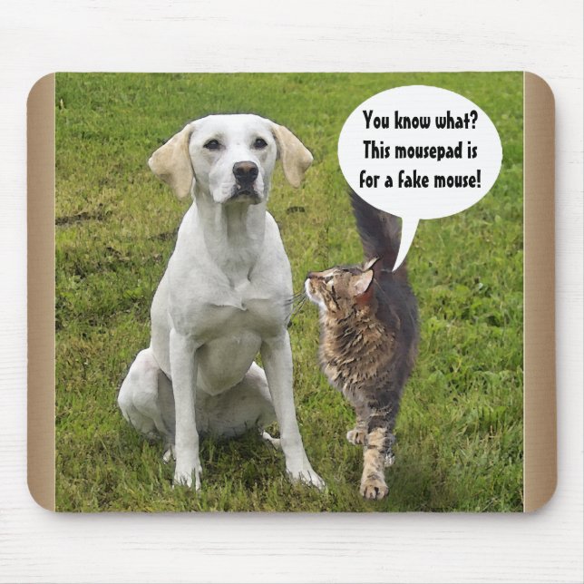 Alfombrilla De Ratón Charla del gato y del perro (Frente)