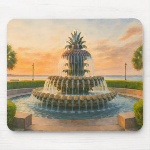 Alfombrilla De Ratón Charleston Pineapple Fountain Watercolor