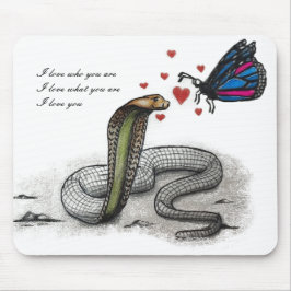 Alfombrilla De Ratón Charming Snake and Butterfly Love Mousepad