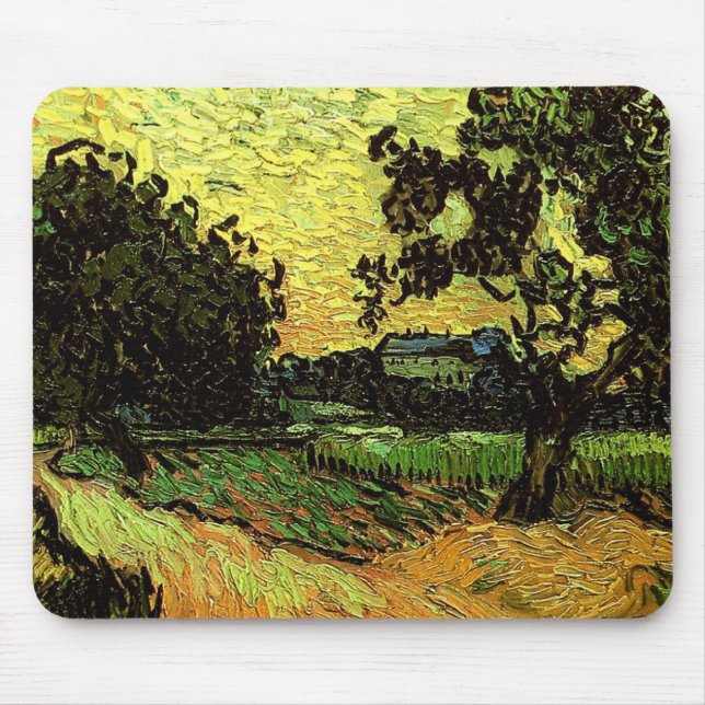 Alfombrilla De Ratón Chateau Auvers Paisaje Twilight Van Gogh Fine (Frente)