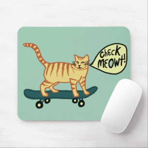 Alfombrilla De Ratón CHECK MEOWT Skateboarding Tabby Cat Green