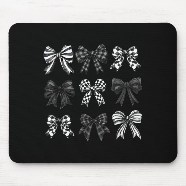 Alfombrilla De Ratón Checkered Bow Coquette Funny Gift Tee Women, Men  (Frente)