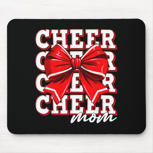Alfombrilla De Ratón Cheer Mom Cheerleader Bow Biggest Fan Red Team  (Frente)