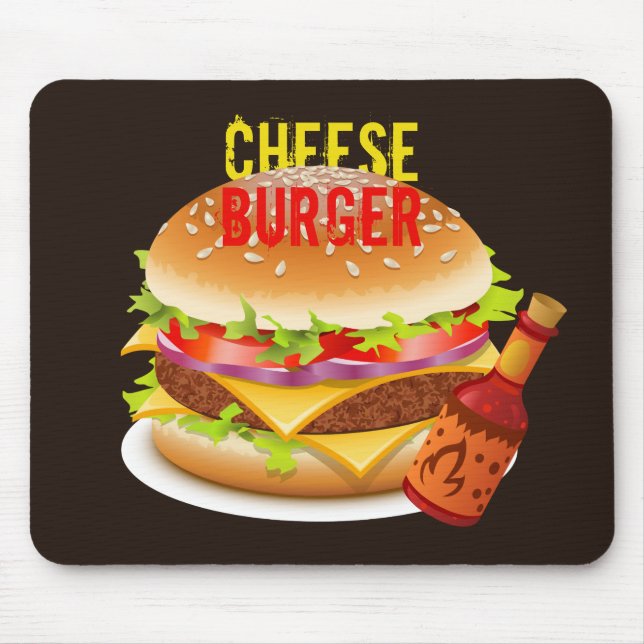 Alfombrilla De Ratón Cheeseburger Con Salsa De Chili Mousepad Oscuro (Frente)