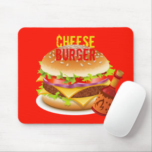 Alfombrilla De Ratón Cheeseburger Con Salsa De Chili Mousepad Rojo