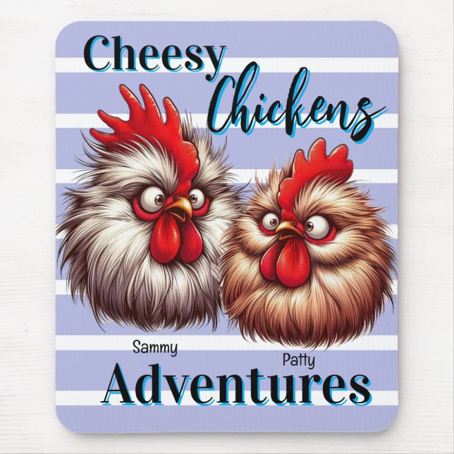 Alfombrilla De Ratón "Cheesy Chicken Adventures" Patty & Sammy Silkie (Frente)