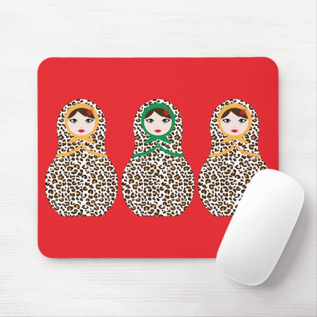 Alfombrilla De Ratón Cheetah Print Matryoshka Mousepad (Con ratón)