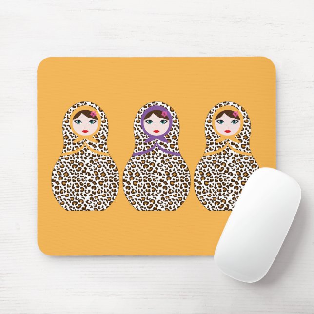 Alfombrilla De Ratón Cheetah Print Matryoshka Mousepad (Con ratón)