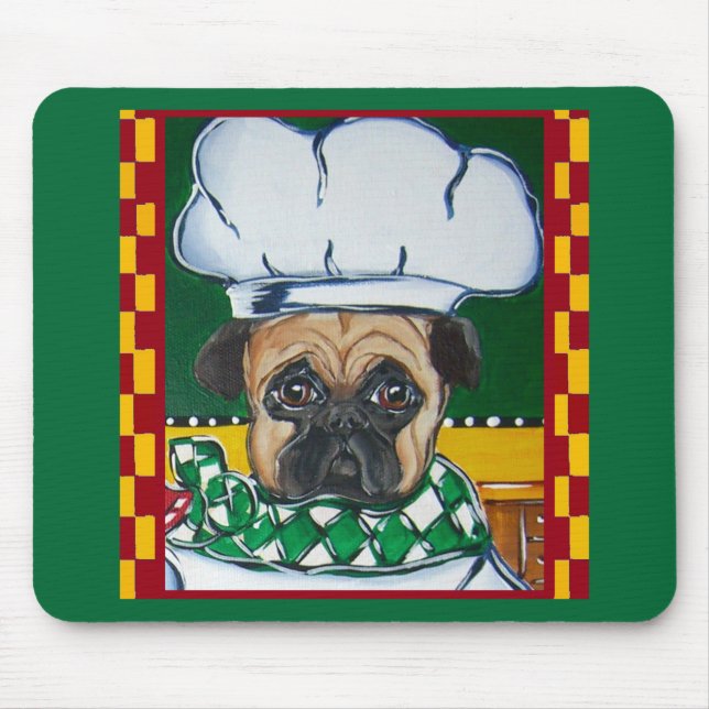 Alfombrilla De Ratón Chef Irlandés Pug (Frente)