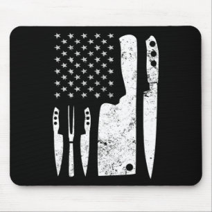 Alfombrilla De Ratón Chef Knife Patriótico Pascua Bandera Estadounidens