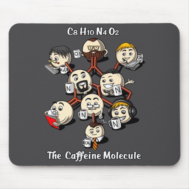 Alfombrilla De Ratón Chemistry Caffeine Molecule Funny Science Geek Cof (Frente)