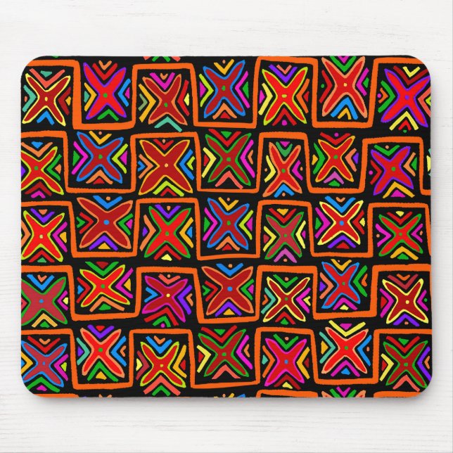 Alfombrilla De Ratón Cheques tribales de Mola indias kuna - Rojo (Frente)