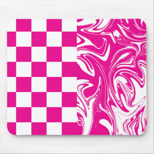 Alfombrilla De Ratón Cheques y muelles en magenta y blanco