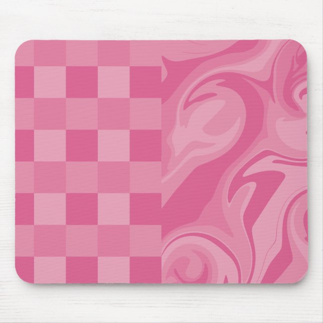 Alfombrilla De Ratón Cheques y Swirls - Rosa (Frente)