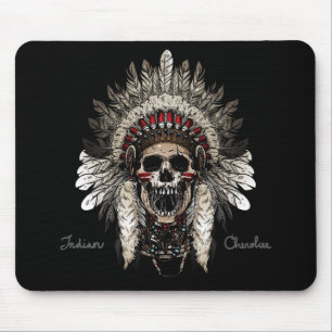 Alfombrilla De Ratón Cherokee indio nativo americano jefe Skull
