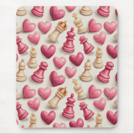 Alfombrilla De Ratón Chess & Hearts Valentines Pattern