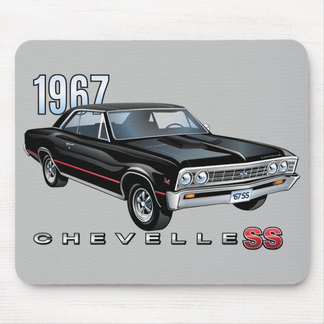 Alfombrilla De Ratón Chevelle Chevy Chevelle Chevy Black 1967 Guay Vint (Frente)