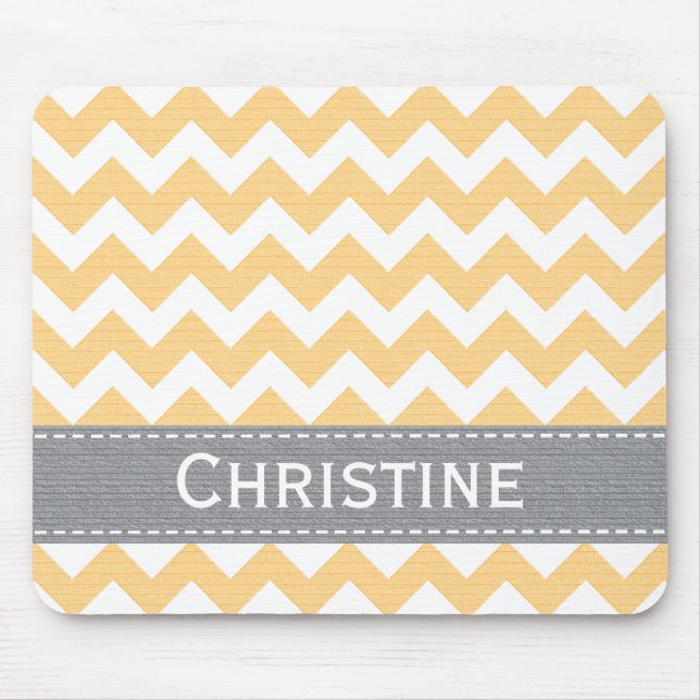Alfombrilla De Ratón Chevron amarillo y gris Mousepad rayado (Frente)