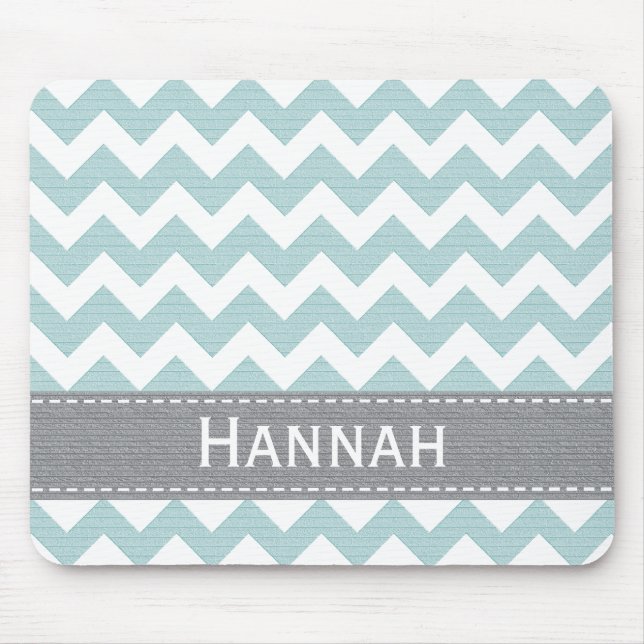 Alfombrilla De Ratón Chevron azul y gris Mousepad rayado (Frente)