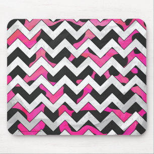 Alfombrilla De Ratón Chevron Cow Hot Pink and Black Print