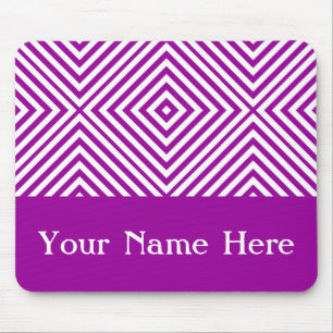 Alfombrilla De Ratón Chevron de diamante púrpura con nombre personaliza