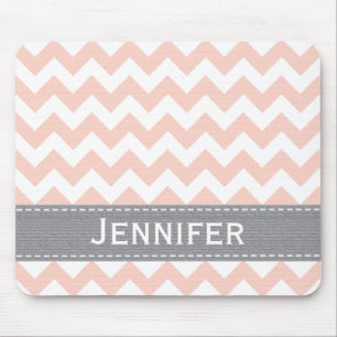 Alfombrilla De Ratón Chevron rosado y gris Mousepad rayado