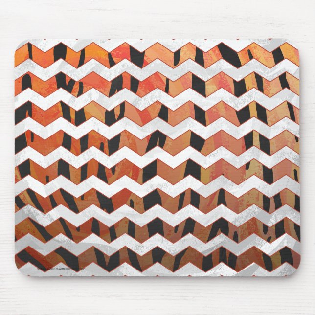 Alfombrilla De Ratón Chevron Tiger Hot naranja y Black Print (Frente)