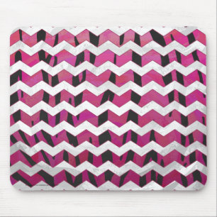 Alfombrilla De Ratón Chevron Tiger Hot Pink and Black Print