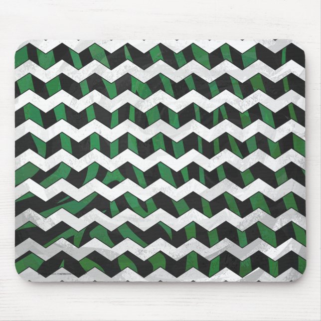 Alfombrilla De Ratón Chevron Zebra Black and Green Print (Frente)