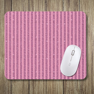 Alfombrilla De Ratón Chic Rosa Brillo Rayas Verticales Estilo