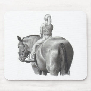 ALFOMBRILLA DE RATÓN CHICA A CABALLO: ARTE DEL LÁPIZ: REALISMO