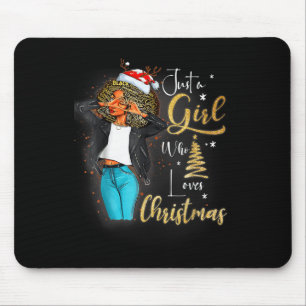Alfombrilla De Ratón Chica africana norteamericana Melanin Navidades Sa