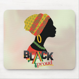 Alfombrilla De Ratón Chica afroamericano negro y orgulloso