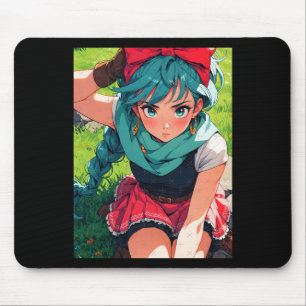 Alfombrilla De Ratón Chica Anime Retro Aventurera De Fantasía Valiente 