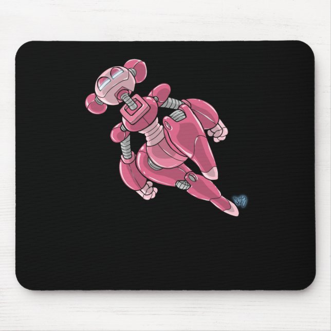 Alfombrilla De Ratón Chica Anime Robot Sticker Rosa (Frente)