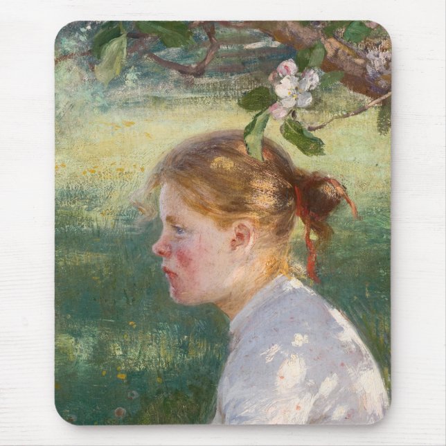 Alfombrilla De Ratón Chica bajo el árbol de manzanas (por Danielson-Gam (Frente)