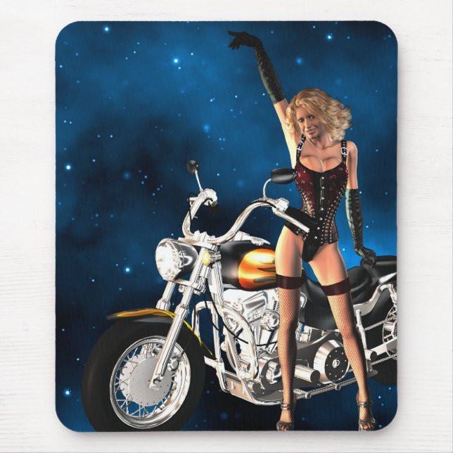 Alfombrilla De Ratón Chica con moto (Frente)