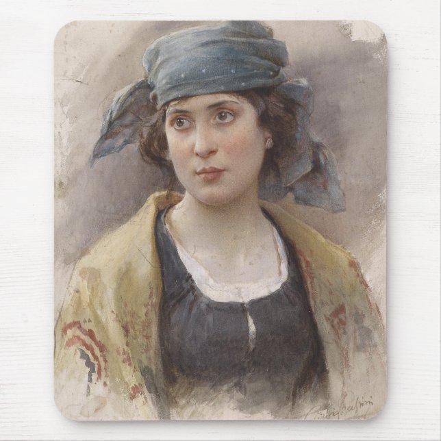 Alfombrilla De Ratón Chica con un velo verde (por Ludwig Passini) (Frente)